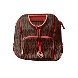 MKF Collection Brown Red Monogram Backpack Convertible Handbag NWT